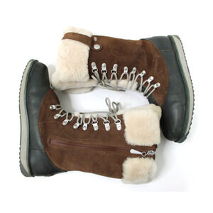 Emu Australia Orica Hi W12327 Women's Brown Suede Lace Up Sheep Skin Boots 39 8